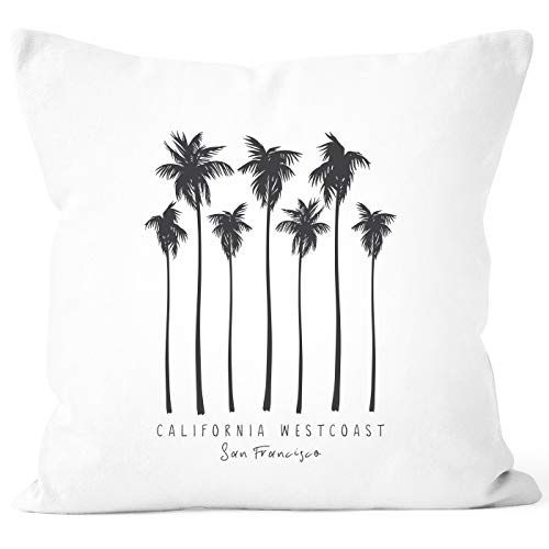 Autiga® Kissenbezug Palmen California Westcoast Palms Summer Kissen-Hülle Deko-Kissen weiß Unisize von Autiga