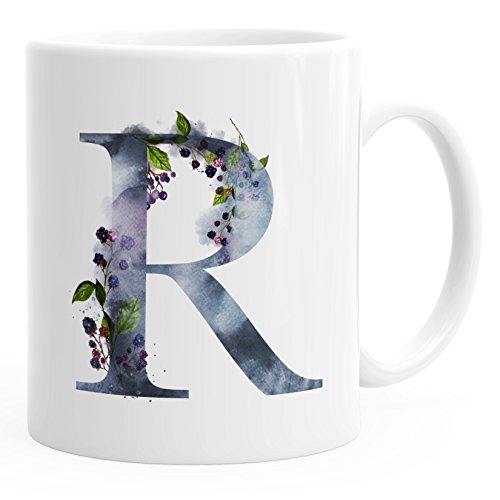 Autiga Buchstaben-Tasse R Tasse mit Buchstabe Alphabet Monogramm Watercolor gezeichnet Kaffeetasse weiß unisize von Autiga