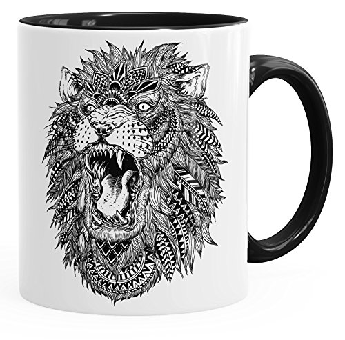 Autiga coole Tasse mit brüllendem Zentangle Löwe schwarz unisize von Autiga