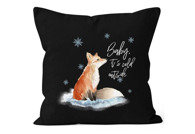 Autiga Dekokissen Kissenbezug Baby it`s cold outside Fuchs Winter Kissen-Hülle Weihnachten Schnee Fox Autiga® von Autiga