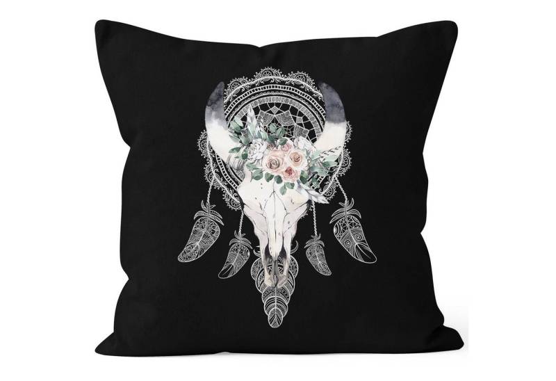 Autiga Dekokissen Kissenbezug Boho Skull Totenkopf Schädel Traumfänger Dreamcatcher Bohamien Kissen-Hülle Deko-Kissen Autiga® von Autiga