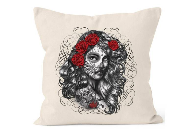 Autiga Dekokissen Kissenbezug Day of Dead Rockabilly Skull Rock n Roll Kissen-Hülle Autiga® von Autiga
