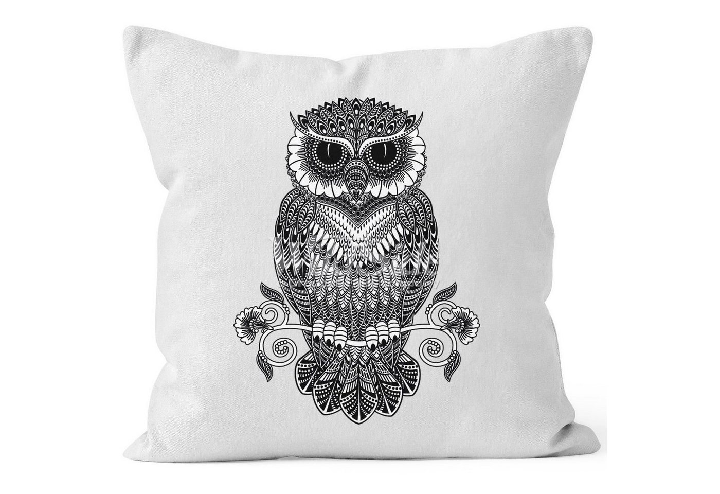 Autiga Dekokissen Kissenbezug Eule Mandala Zentangle Owl Kissenhülle Dekokissen Baumwolle Autiga von Autiga