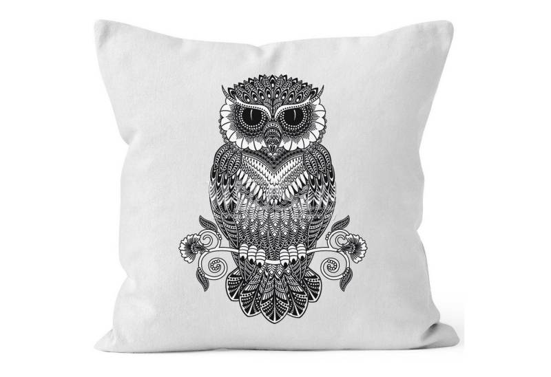 Autiga Dekokissen Kissenbezug Eule Mandala Zentangle Owl Kissenhülle Dekokissen Baumwolle Autiga von Autiga