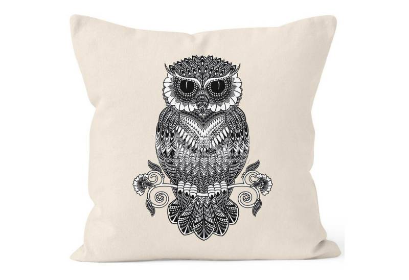 Autiga Dekokissen Kissenbezug Eule Mandala Zentangle Owl Kissenhülle Dekokissen Baumwolle Autiga von Autiga