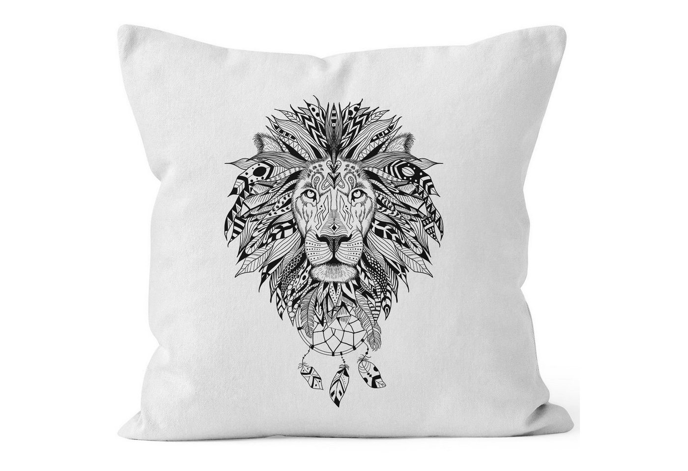 Autiga Dekokissen Kissenbezug Löwe Lion Ethno Atzekenmuster Boho Federn Traumfänger 40x40 Autiga® von Autiga