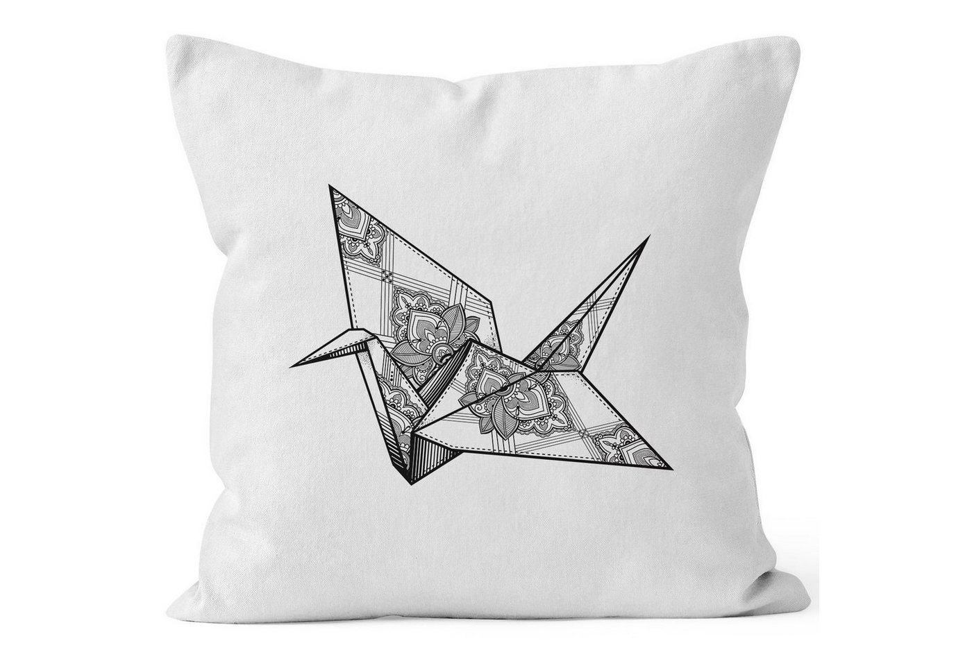 Autiga Dekokissen Kissenbezug Origami Kranich Crane Vogel Bird Ornamente Boho Polygon Paisley Kissen-Hülle Deko-Kissen 40x40 Baumwolle Autiga® von Autiga