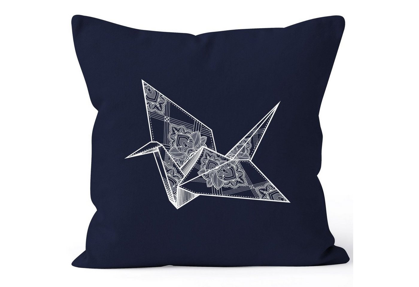 Autiga Dekokissen Kissenbezug Origami Kranich Crane Vogel Bird Ornamente Boho Polygon Paisley Kissen-Hülle Deko-Kissen 40x40 Baumwolle Autiga® von Autiga