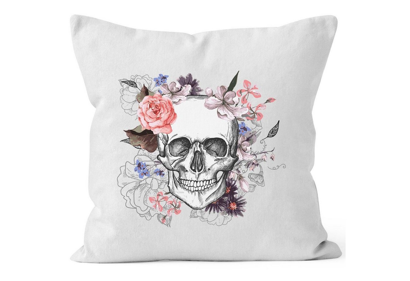 Autiga Dekokissen Kissenbezug Totenkopf Blumen Flower Skull Boho Schädel Autiga® von Autiga