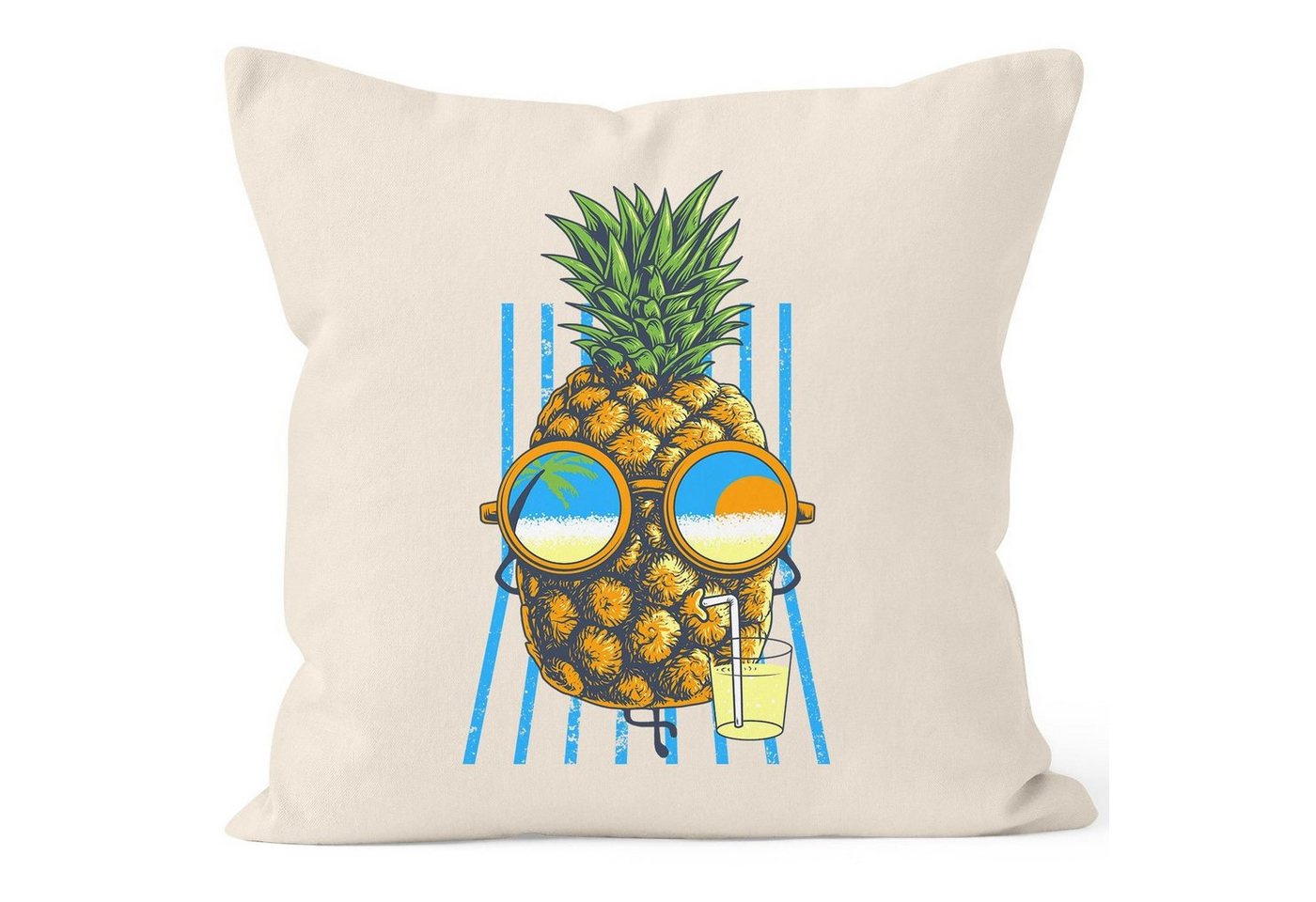 Autiga Dekokissen Kissenbezug chilling Ananas Pinapple Sommer Beach Cocktail 40x40 Autiga® von Autiga