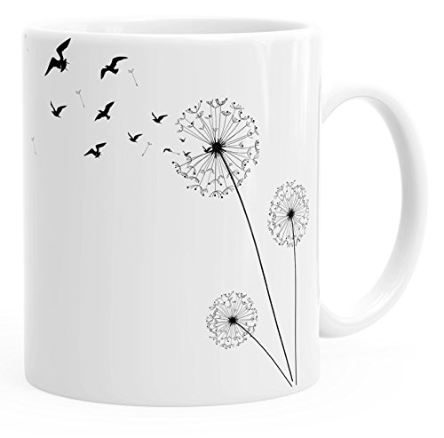 Autiga Kaffee-Tasse Pusteblume Birds Dandelion Vögel glänzend Teetasse Keramiktasse weiß unisize von Autiga