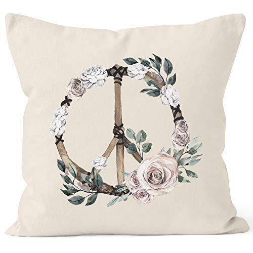 Autiga Kissenbezug Peace-Symbol Blumen Flowerpower Hippie Boho Bohemian Natur Unisize von Autiga