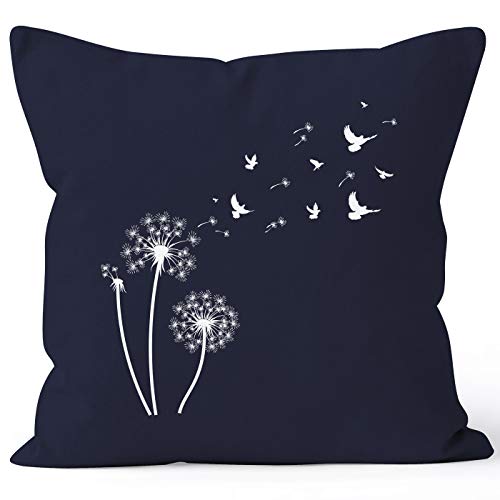 Autiga Kissenbezug Pusteblume Vögel Dandelion Birds Kissen-Hülle Deko-Kissen Navy Unisize von Autiga