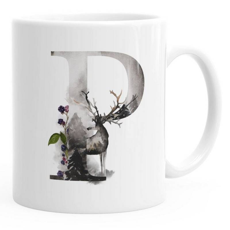 Autiga Tasse Buchstaben-Tasse "[object Object]" Tasse mit Buchstabe Alphabet Monogramm Watercolor gezeichnet Kaffeetasse Autiga®, Keramik von Autiga