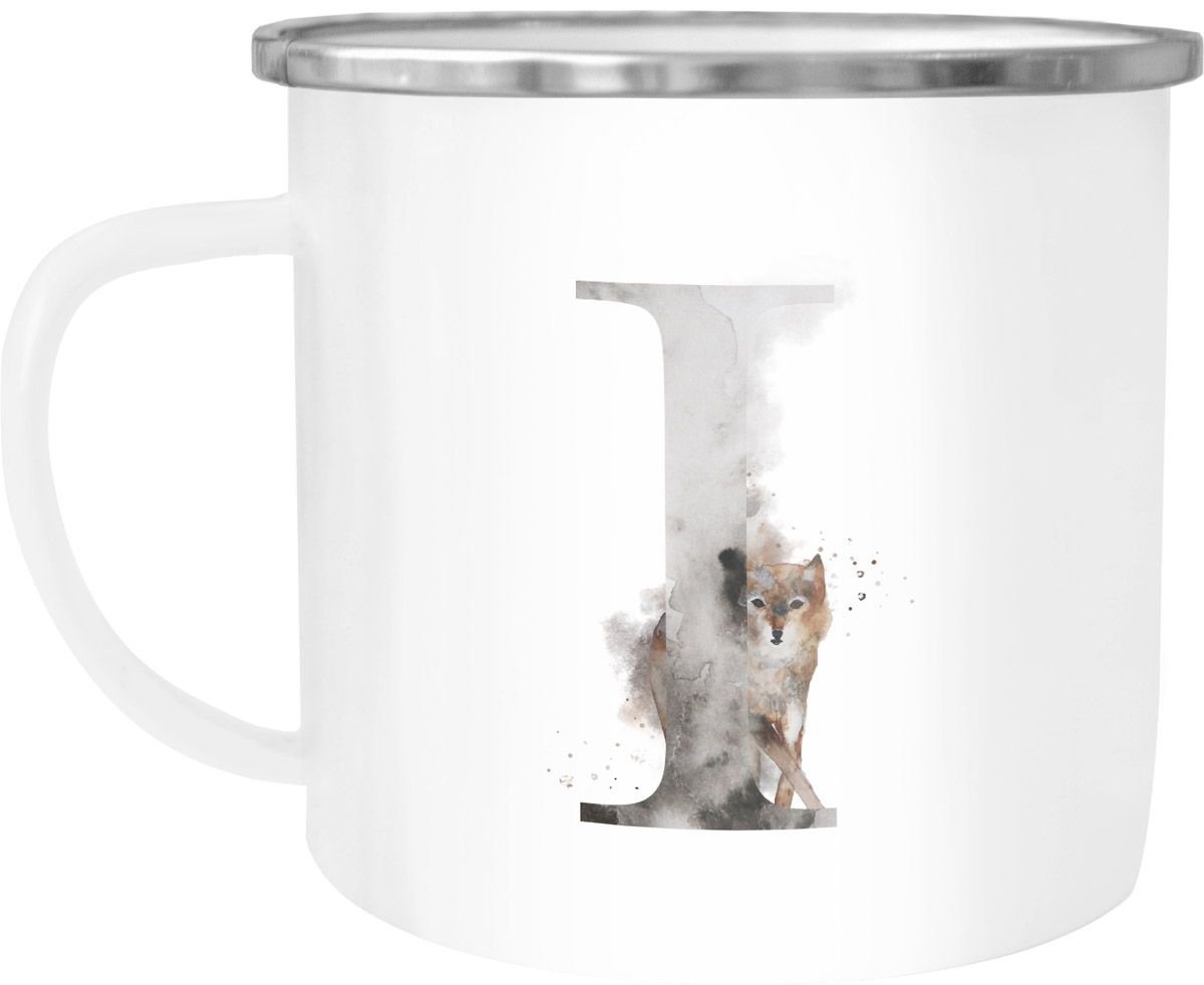 Autiga Tasse Emaille Tasse Becher Buchstaben-Tasse I" Alphabet Monogram Zeichen Tasse mit Buchstabe Autiga®, emailliert und mit Aufdruck" von Autiga