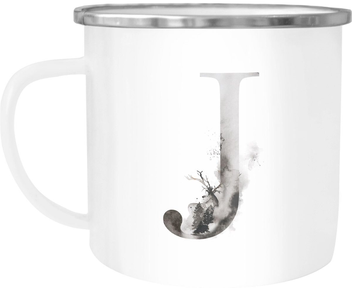 Autiga Tasse Emaille Tasse Becher Buchstaben-Tasse J" Alphabet Monogram Zeichen Tasse mit Buchstabe Autiga®, emailliert und mit Aufdruck" von Autiga