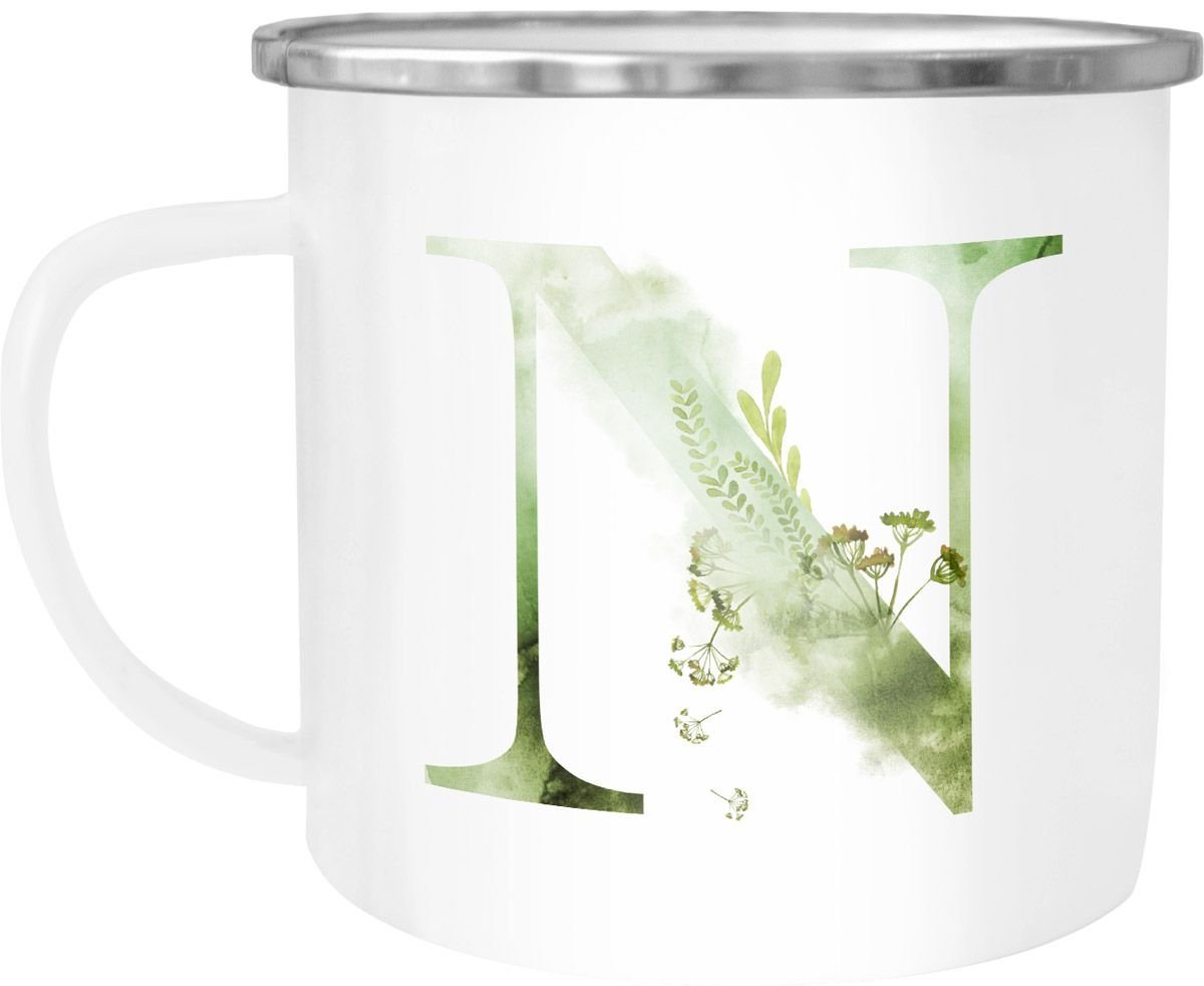 Autiga Tasse Emaille Tasse Becher Buchstaben-Tasse N" Alphabet Monogram Zeichen Tasse mit Buchstabe Autiga®, emailliert und mit Aufdruck" von Autiga