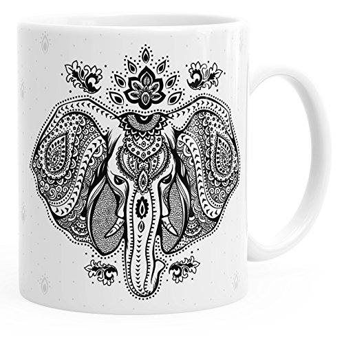 Autiga Tasse Mandala Elefant Zentangle glänzend Kaffeetasse Teetasse Keramiktasse weiß unisize von Autiga