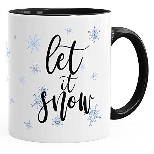 Autiga Tasse Weihnachten Winter Let it Snow Eiskristalle Kaffeetasse Teetasse Keramiktasse schwarz unisize von Autiga