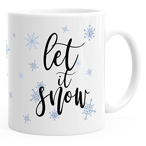 Autiga Tasse Weihnachten Winter Let it Snow Eiskristalle Kaffeetasse Teetasse Keramiktasse weiß unisize von Autiga