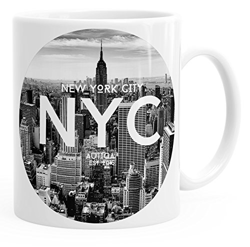 Autiga Tasse mit New York City Fotoprint Manhattan Rockefeller Center NYC einfarbig weiß unisize von Autiga