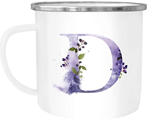 Emaille Tasse Becher Buchstaben-Tasse "D" Alphabet Monogram Zeichen Tasse mit Buchstabe Autiga® weiß-metall unisize von Autiga