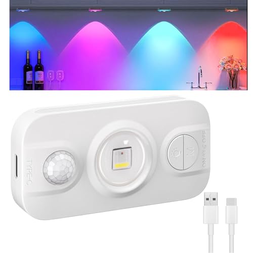 Auting Schrankbeleuchtung mit Bewegungsmelder,7 Farben Mini LED Vitrinenbeleuchtung mit Timer,USB-Aufladbar Dimmbare Warmweiß Nachtlicht Für Schlafzimmer, treppenbeleuchtung,Küche, Schränke, 1 Stück Auting Schrankbeleuchtung mit Bewegungsmelder,7 Farben Mini LED Vitrinenbeleuchtung mit Timer,USB-Aufladbar Dimmbare Warmweiß Nachtlicht Für Schlafzimmer, treppenbeleuchtung,Küche, Schränke, 1 Stück von Auting