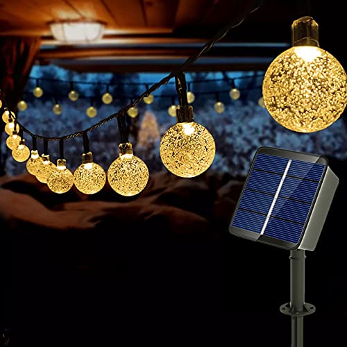 Auting Solar LED lichterkette balkon außen,Solar Kristall Kugeln Warmweiß 60 LEDs 11M 8 Modi Außer Innen Lichter Beleuchtung für Garten,Bäume,Terrasse,Weihnachten,Partys von Auting