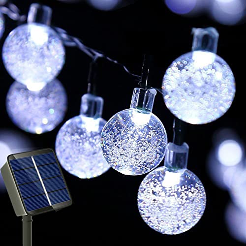 Auting Solar Lichterkette Aussen, 6M 30 LED Solar 8 Modi Kristall Kugeln Wasserdicht IP65 Outdoor Solar für Garten, Terrasse, Balkon, Hochzeit (Weiß) von Auting