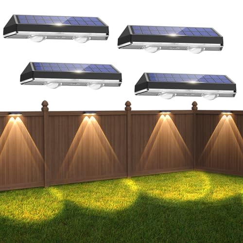 Auting Solarlampen für Außen, 4 Stück Solar Wandleuchte aussen,IP65 Wasserdicht 3 Leuchtmodi,Solar Wandleuchte für Aussen Garten, LED Gartenlampen,Zaun beleuchtung,Balkon Deko,Wand,Terrasse von Auting