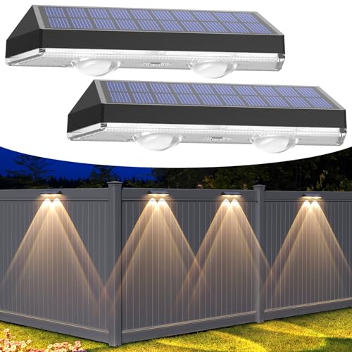 Auting Solarlampen für Außen Balkon, 2 Stück Solar Wandleuchte aussen,IP65 Wasserdicht 3 Leuchtmodi Solarlampe Zaun für beleuchtung,Balkon Deko,Garten,Wand,Terrasse(Warmweiß,Natürliche,Kaltes Weiß) von Auting