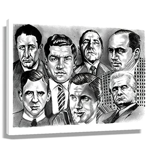 Al Capone Bugsy Siegel John Gotti Mobster Poster Mafia Wanddekoration Kunstdrucke Leinwand Gangster Poster Kunstwerk Gemälde für Weihnachtsgeschenke Gerahmte Größe 30 x 45 cm von Autlry