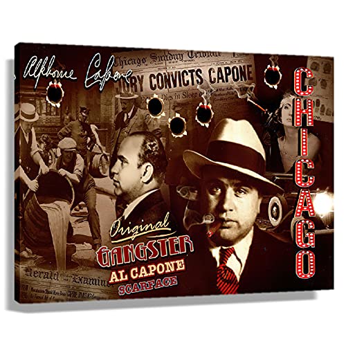 Chicago Gangster Poster Alphons Capone Mafia Wandkunst Leinwand Drucke Bilder Mob Dekor Gemälde für Wohnzimmer, tolles Neujahrsgeschenk, ungerahmt, Größe 30 x 45 cm von Autlry