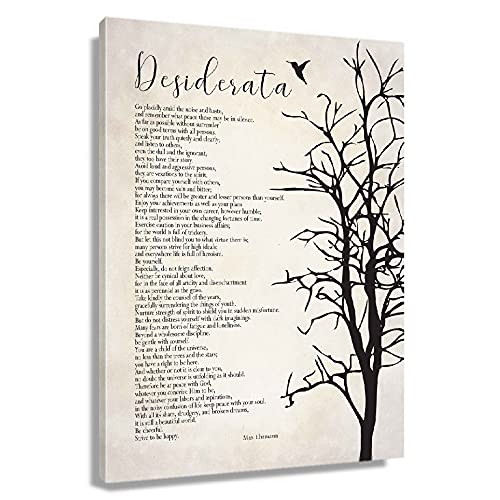 Desiderata Gedicht gerahmt, inspirierende Wandkunst, Poster, ermutigende Zitate, Wanddekoration, Leinwanddrucke, moderne Vintage-Malerei für Wohnzimmer, Poesie, Kunstwerk, gerahmt (40,6 x 61 cm) von Autlry