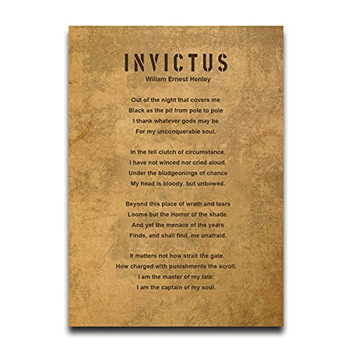 William Henley Invictus Gedicht inspirierende Zitate Wandkunst Poster Motivierender Leinwanddruck Retro Gemälde moderne Kunstwerke für Wanddekoration ungerahmt 40 x 60 cm von Autlry