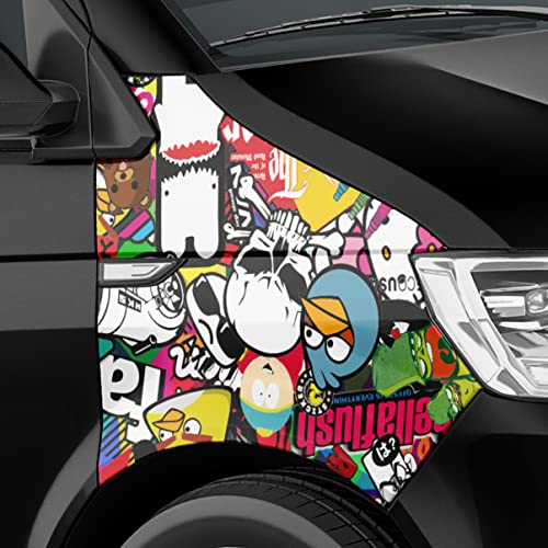Auto-Dress Stickerbomb Auto-Folie mit Luftkanal-Technik für 3D Car-Wrapping (50x150cm, Design: Sponge, Farbe: Bunt, Finish: Matt) von Auto-Dress