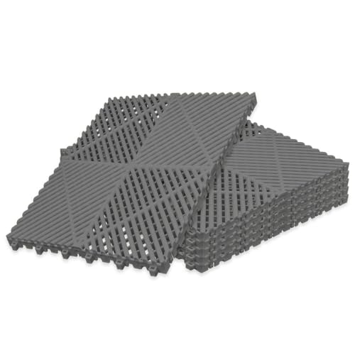 Klicktec Werkstatt-Boden, 6er Set 40x40cm, performance Klick-Fliesen – Garagen-Bodenbelag/Floor (Grau) von Auto-Dress