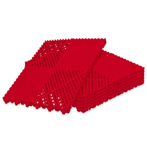 Klicktec Werkstatt-Boden, 6er Set 40x40cm, performance Klick-Fliesen – Garagen-Bodenbelag/Floor (Rot) von Auto-Dress