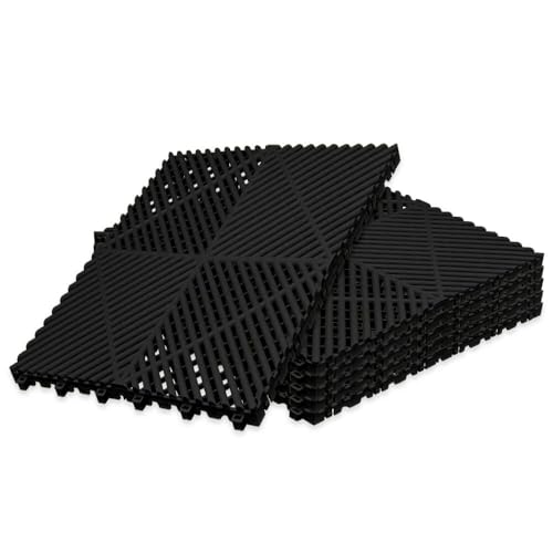 Klicktec Werkstatt-Boden, 6er Set 40x40cm, performance Klick-Fliesen – Garagen-Bodenbelag/Floor (Schwarz) von Auto-Dress