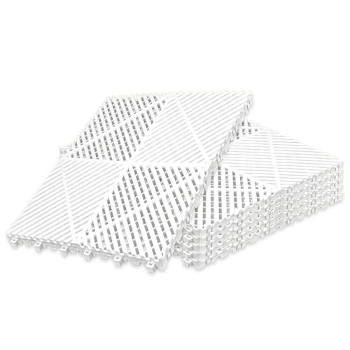 Klicktec Werkstatt-Boden, 6er Set 40x40cm, performance Klick-Fliesen – Garagen-Bodenbelag/Floor (Weiß) von Auto-Dress