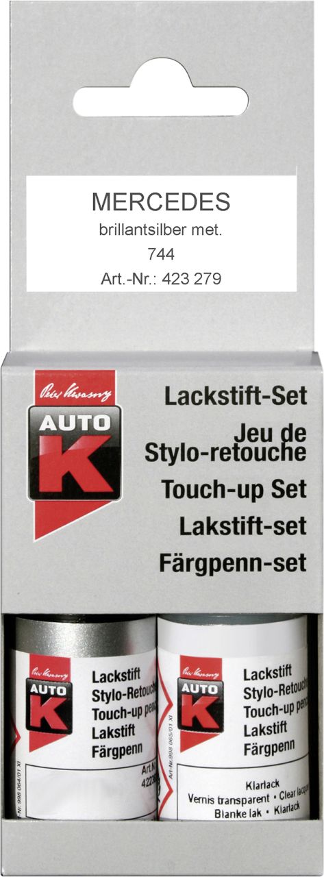 Auto-K 2-Schicht Lackstift Mercedes Brilliantsilber met. 744 2x 9ml von Auto-K