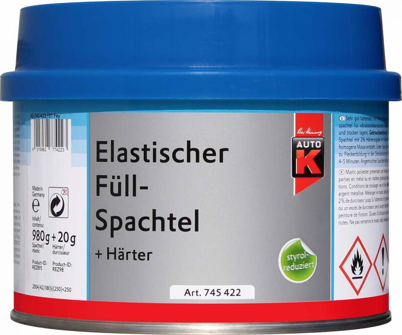 Auto-K Breitspachtel Auto-K Elastischer Füllspachtel + Härter 1000g von Auto-K
