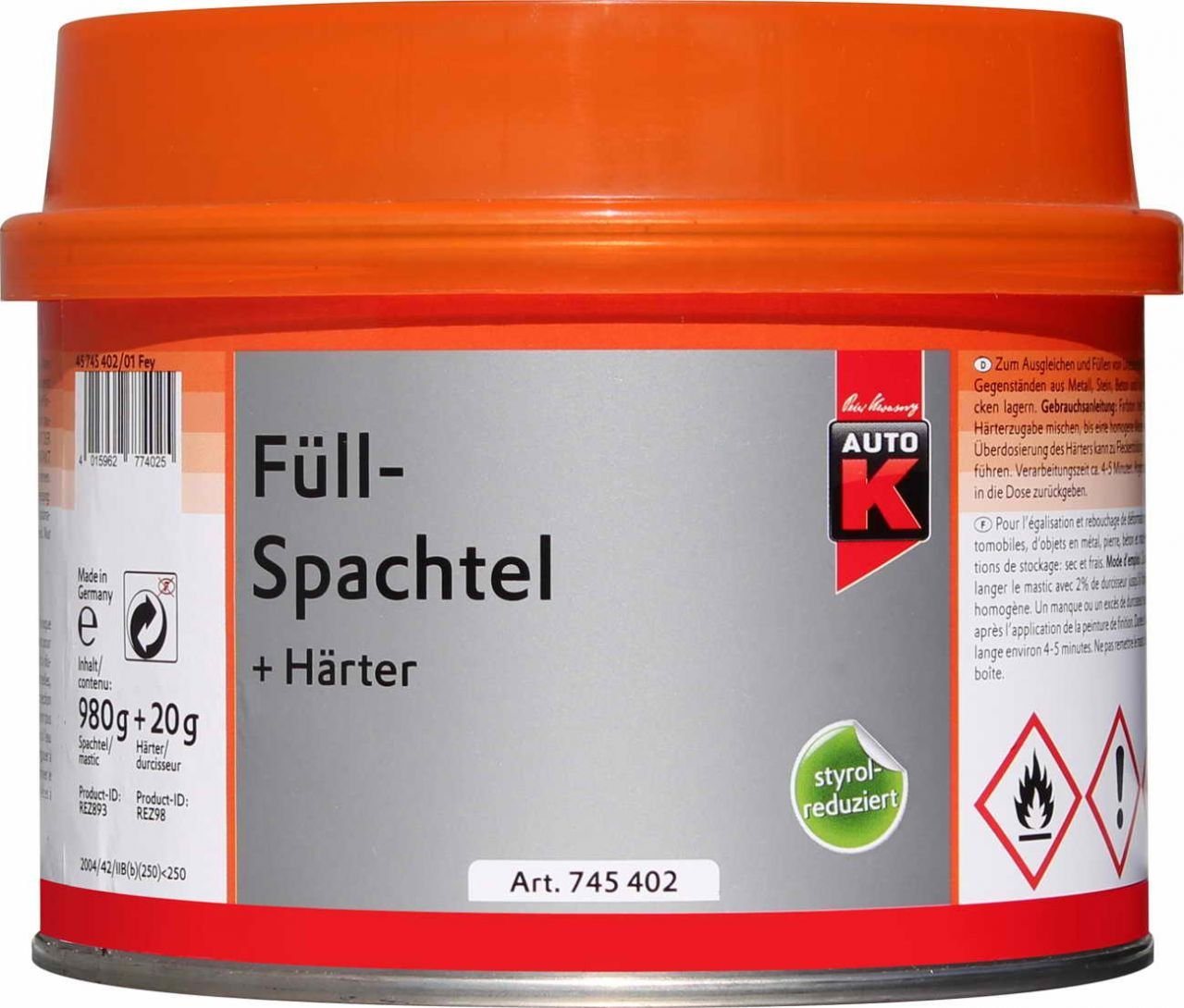 Auto-K Breitspachtel Auto-K Füllspachtel + Härter 1000g von Auto-K