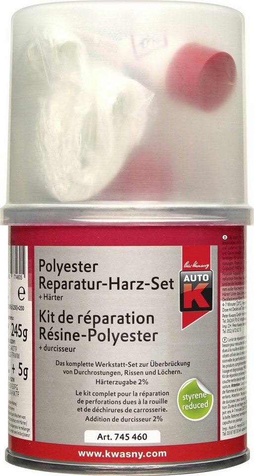 Auto-K Breitspachtel Auto-K Polyester Reparaturharz Set + Härter 250g von Auto-K