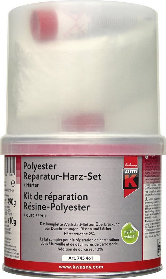 Auto-K Breitspachtel Auto-K Polyester Reparaturharz Set + Härter 500g von Auto-K