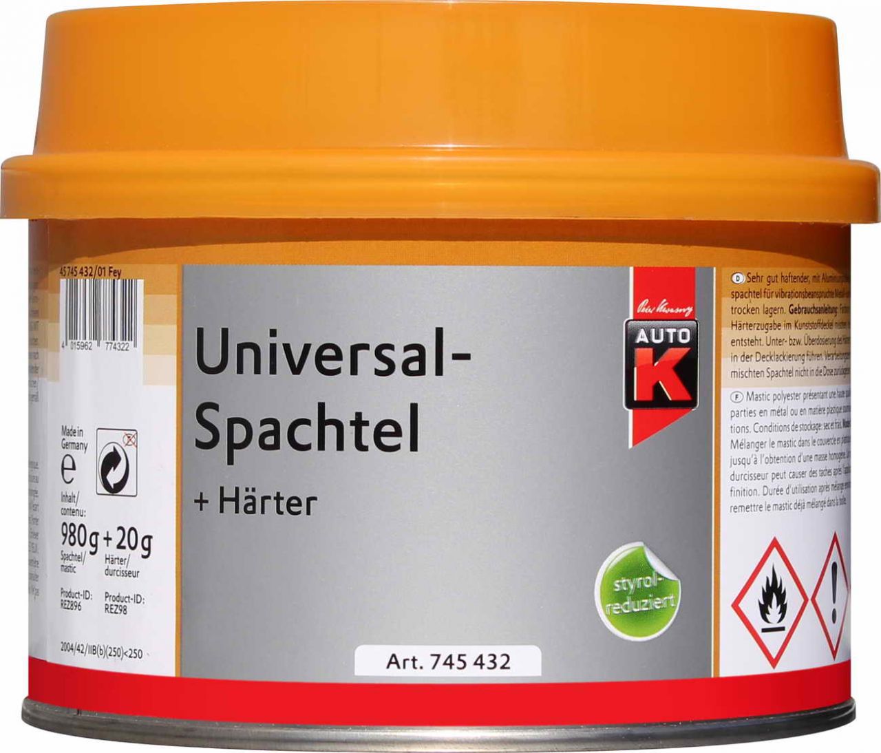 Auto-K Universalspachtel + Härter 1000g von Auto-K
