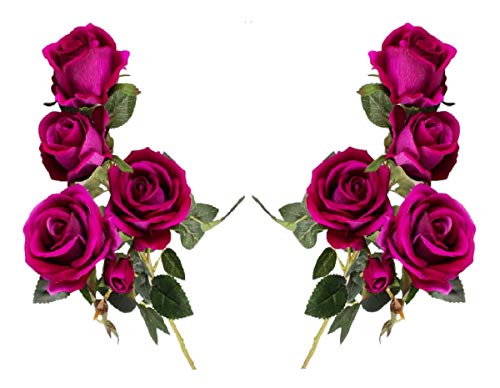 Auto-schmuck® Velveteen Samt Rose Künstliche Rosen Braut Hochzeitsstrauß wie echte höchste Qualität Unechte Deko Pflanze für Haus Garten Büro Hotel Party für EIN Geschenk (Rosa 4 violett 2) von Auto-schmuck so einfach so kreativ