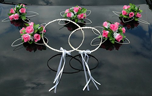 Autoschmuck Autoschmuck RATAN RINGE Autoschmuck für Brautpaar für Auto Hochzeitsdeko (Pink) von Auto-schmuck so einfach so kreativ