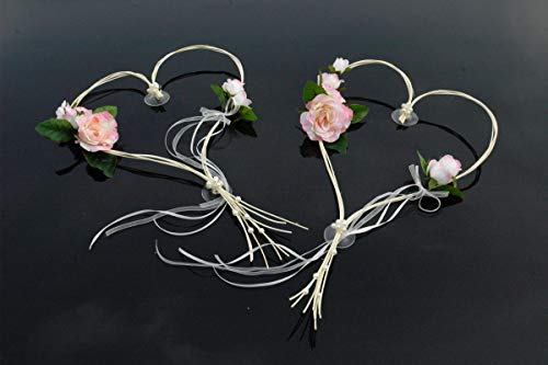 ROMANTISCHE Herzen Autoschmuck Auto Schmuck Braut Paar Rose Deko Dekoration Hochzeit Car Auto Wedding Deko (Hellrosa) von Auto-schmuck so einfach so kreativ