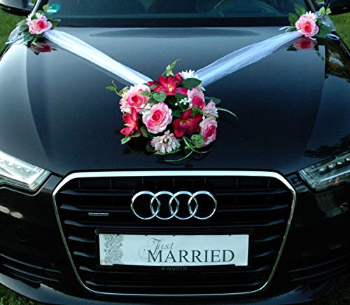 Autoschmuck Spitze STRAUß Auto Schmuck Braut Paar Rose Deko Dekoration Hochzeit Car Auto Wedding Deko PKW (SS GER Rosa) von Auto-schmuck so einfach so kreativ